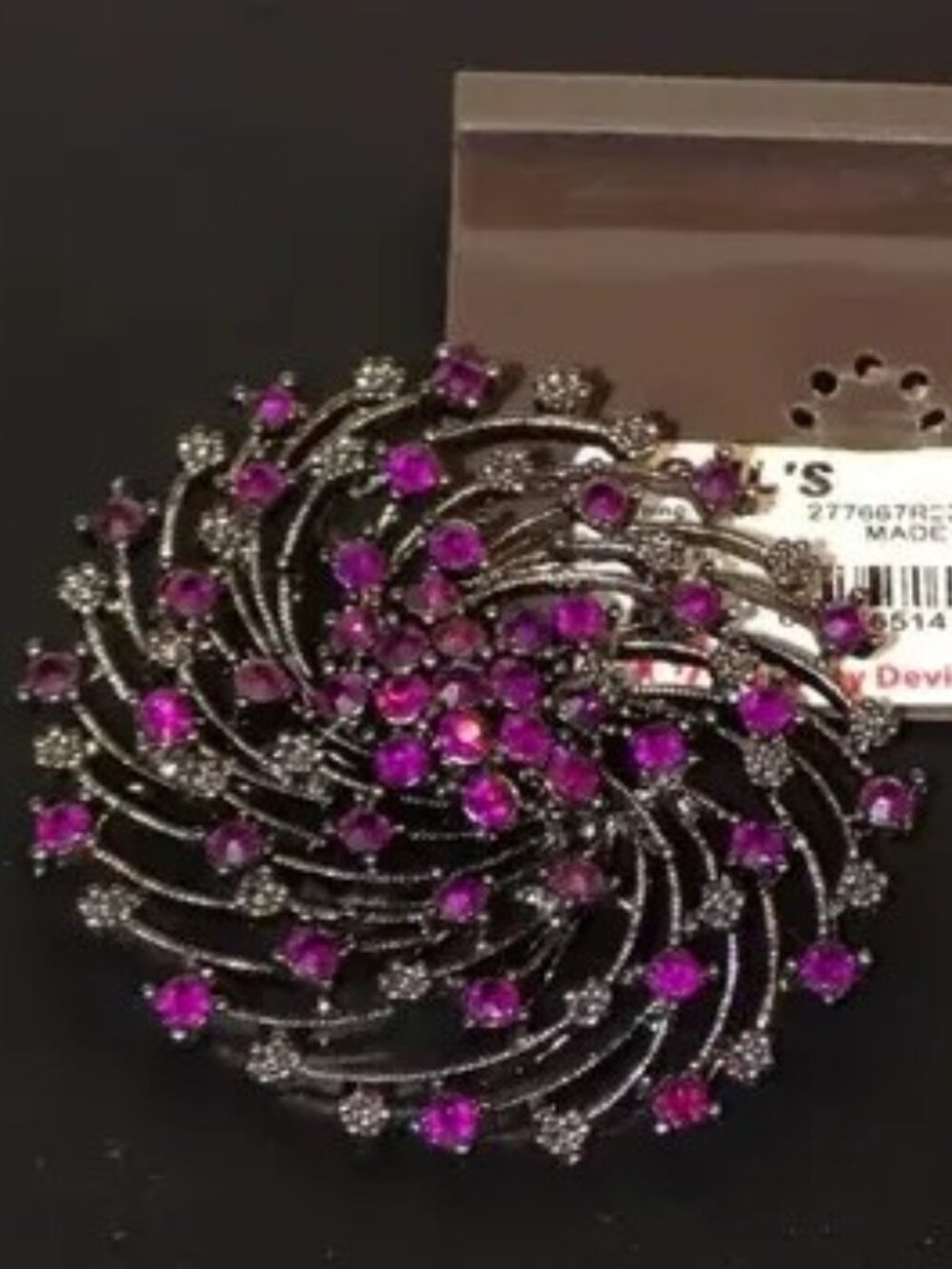 New w/$34 Kohl's Tag Daisy Fuentes Purple Rhinestone Swirl Brooch Pendant Combo
